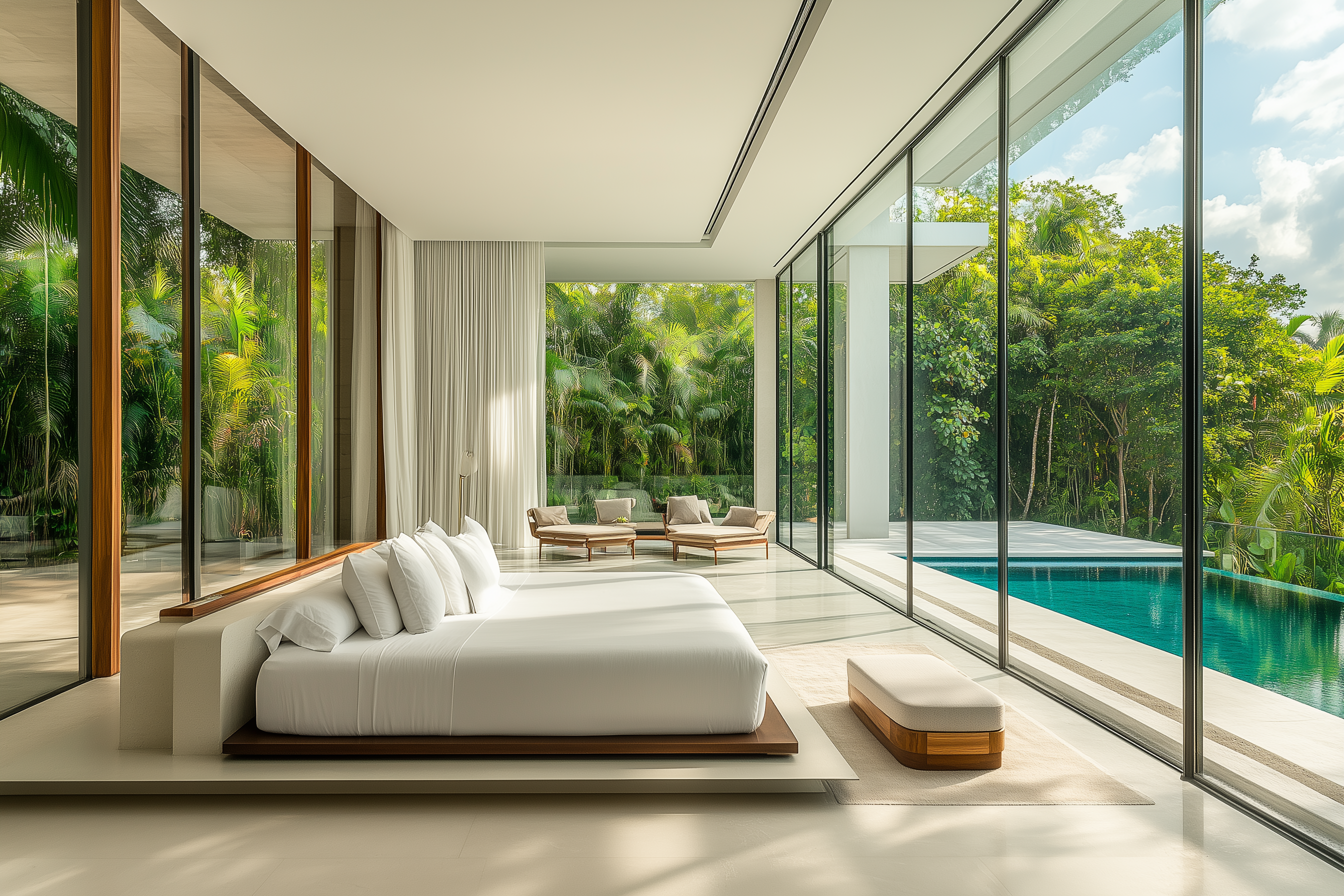 Master suite with king bed and garden view